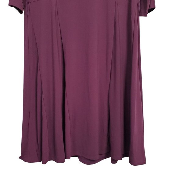 Roaman's Size 18W Dress Fluid Jersey Knit Pleated A-Line Midi Pullover Purple - Picture 7 of 10